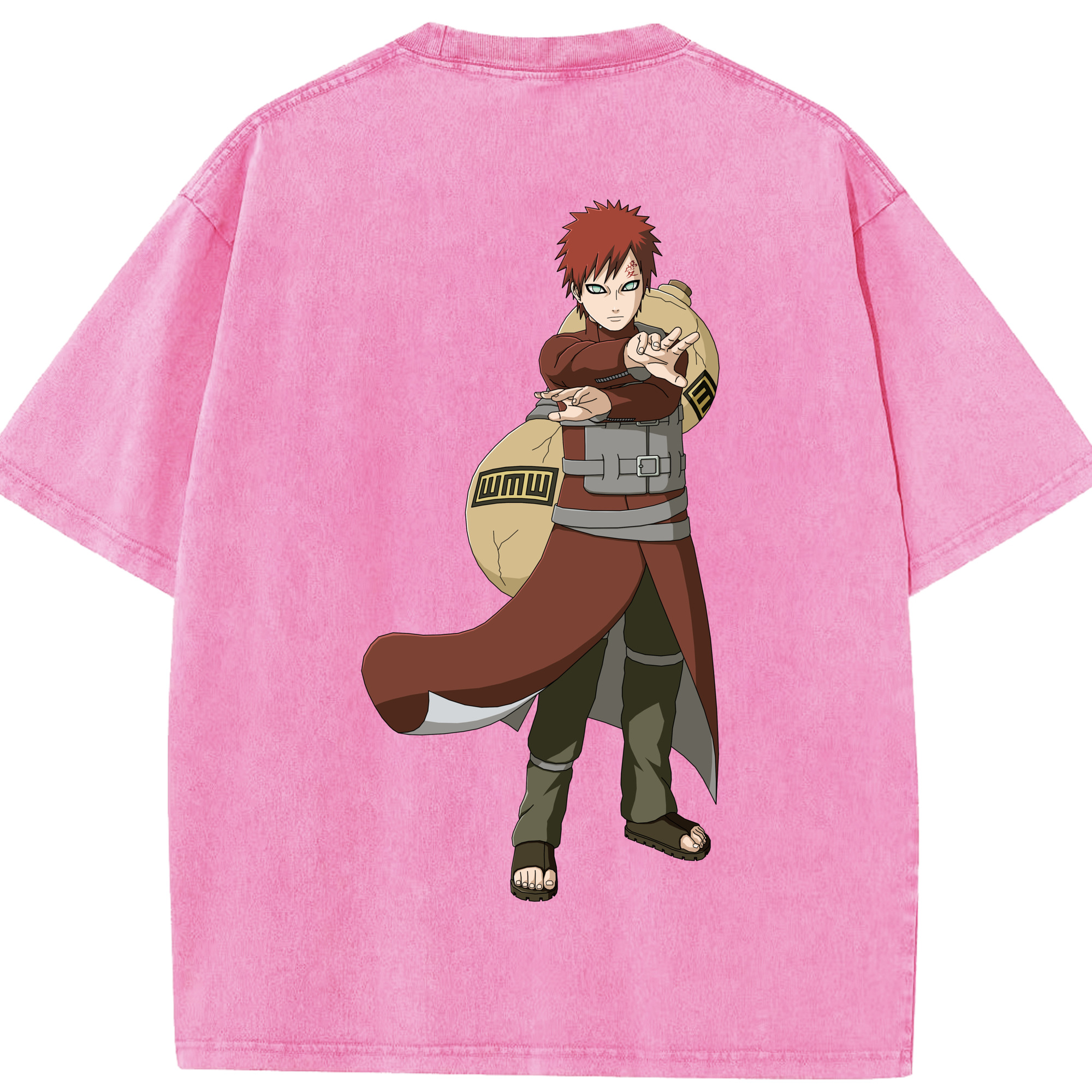 （画像用） NARUTO -ナルト- ガアラ Gaara 綿100% ヴィンテージ風 半袖Tシャツ（背面プリント）